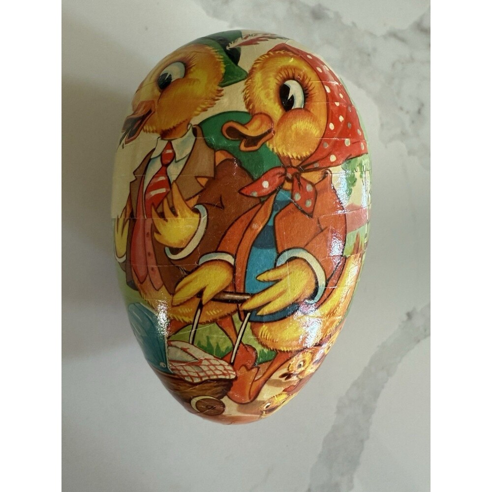 Antique 4 1/2” X 7” German Paper Easter Egg Ducks